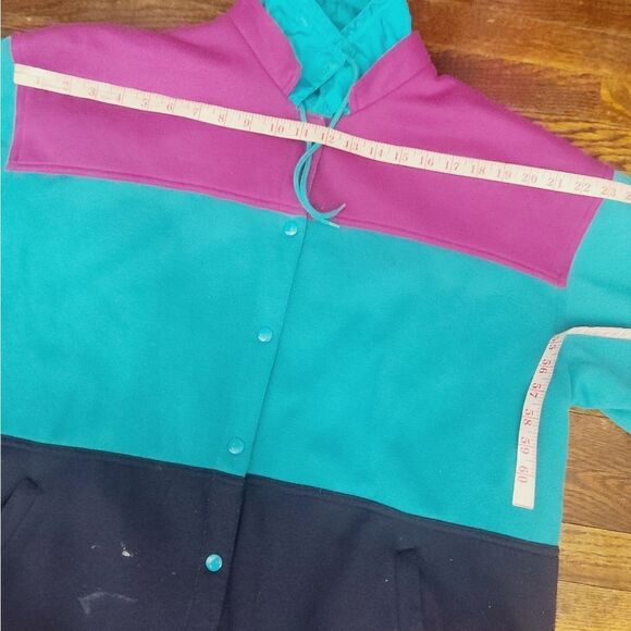 Vintage 90s Color Block Reversible Sweatshirt Windbreaker Jacket - Picture 5 of 13